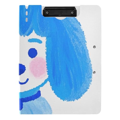 Klemmbrett-Mappe, Cartoon-Motiv, niedlicher blauer Pelz, A4, Klemmbrett, Binderfolio, zwei Metall-Clips, Stifthalter, Büro-Klemmbrett mit Abdeckung Klemmbrett-Mappe, Cartoon-Motiv, niedlicher blauer Pelz, A4, Klemmbrett, Binderfolio, zwei Metall-Clips, Stifthalter, Büro-Klemmbrett mit Abdeckung von siphylline