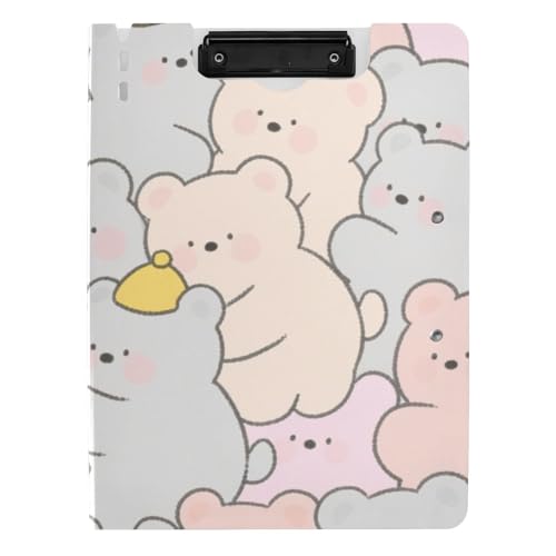 Klemmbrett-Mappe, niedlicher Cartoon-Bär, A4, Klemmbrett, Folio, zwei Metall-Clips, Stifthalter, Büro-Klemmbrett mit Abdeckung Klemmbrett-Mappe, niedlicher Cartoon-Bär, A4, Klemmbrett, Folio, zwei Metall-Clips, Stifthalter, Büro-Klemmbrett mit Abdeckung von siphylline