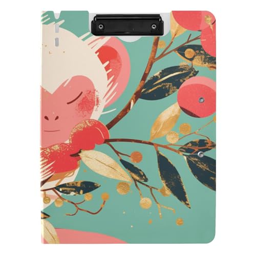 Klemmbrett-Ordner, Frühlingsfarbe, niedlicher Affe, A4, Klemmbrett, Padfolio, zwei Metall-Clips, Stifthalter, Still-Clipboard mit Abdeckung Klemmbrett-Ordner, Frühlingsfarbe, niedlicher Affe, A4, Klemmbrett, Padfolio, zwei Metall-Clips, Stifthalter, Still-Clipboard mit Abdeckung von siphylline