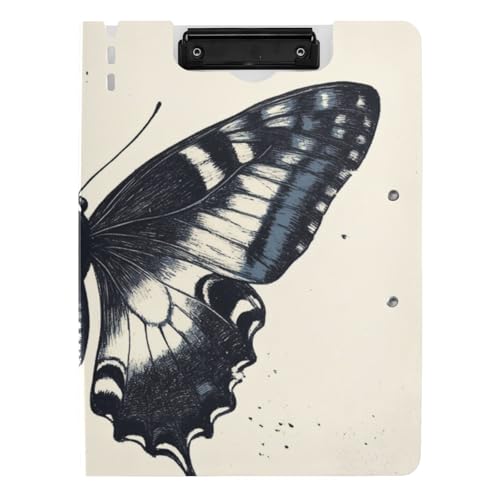 Klemmbrett Ordner Schmetterling Kunst Schwarz A4 Klemmbrett mit Binder Doppelclips Stifthalter Schule Klemmbrett mit Abdeckung von siphylline