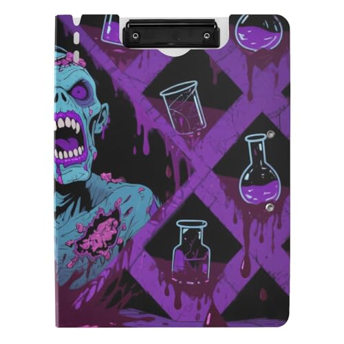 Klemmbrett Ordner mit Aufbewahrung Magischer Schwimmtrank Zombie Blutig Lila A4 Klemmbrett mit Binder Zwei Metallclips Stifthalter Büro Klemmbrett mit Abdeckung von siphylline