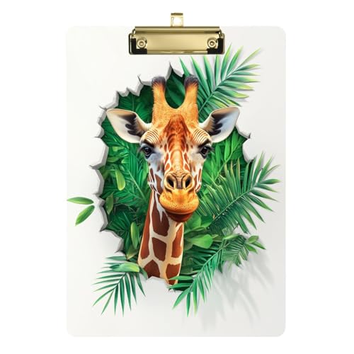 Klemmbrett mit 3D-Loch, weiße Wand, Tier-Giraffe, Büro, Klemmbrett für Schüler, Mädchen, Kinder, Lehrer, Klemmbrett, Größe 22,9 x 30,5 cm Klemmbrett mit 3D-Loch, weiße Wand, Tier-Giraffe, Büro, Klemmbrett für Schüler, Mädchen, Kinder, Lehrer, Klemmbrett, Größe 22,9 x 30,5 cm von siphylline