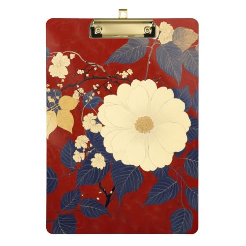Klemmbrett mit Blume und weißer Pfingstrose, Kunststoff, Acryl, niedlich, für legale Frauen, Basketball-Trainer, Größe 22,9 x 30,5 cm von siphylline