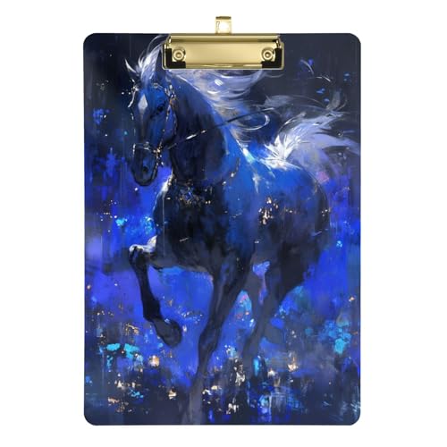 Klemmbrett mit Galoppierpferd, Taschengröße, Standardloch für legale Frauen, Basketball-Trainer, Größe 22,9 x 30,5 cm, Blau von siphylline