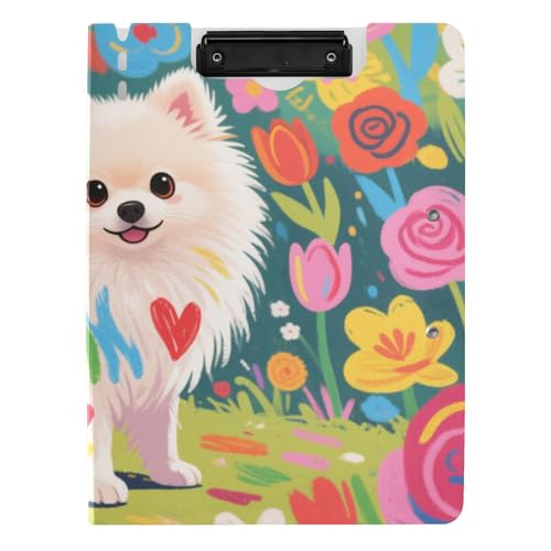 Klemmbrett mit Mappe, buntes Graffiti-Klemmbrett, Zwergspitz, Blume, A4, Doppel-Clips, Stifthalter, Schul-Klemmbrett mit festem Einband Klemmbrett mit Mappe, buntes Graffiti-Klemmbrett, Zwergspitz, Blume, A4, Doppel-Clips, Stifthalter, Schul-Klemmbrett mit festem Einband von siphylline