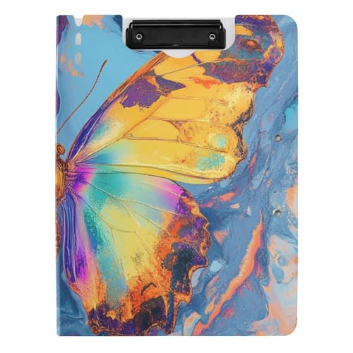 Klemmbrett mit Mappe, buntes Schmetterlings-psychedelisches A4-Klemmbrett, Clipfolio, doppelte Metallklammern, Stifthalter, Schulklemmbrett mit Abdeckung Klemmbrett mit Mappe, buntes Schmetterlings-psychedelisches A4-Klemmbrett, Clipfolio, doppelte Metallklammern, Stifthalter, Schulklemmbrett mit Abdeckung von siphylline