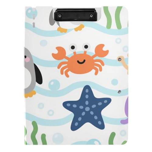 Klemmbrett mit Mappe, niedliches Cartoon-Design, violett, Tier, Meer, Pinguin, A4, Klemmbrett, Folio, zwei Metallclips, Stifthalter, Schulklemmbrett mit Abdeckung Klemmbrett mit Mappe, niedliches Cartoon-Design, violett, Tier, Meer, Pinguin, A4, Klemmbrett, Folio, zwei Metallclips, Stifthalter, Schulklemmbrett mit Abdeckung von siphylline