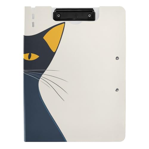 Klemmbrett mit Mappe, schwarze Katze, einfache Linien, A4-Klemmbrett mit Ordner, zwei Metallklammern, Stifthalter, Still-Clipboard mit festem Einband Klemmbrett mit Mappe, schwarze Katze, einfache Linien, A4-Klemmbrett mit Ordner, zwei Metallklammern, Stifthalter, Still-Clipboard mit festem Einband von siphylline