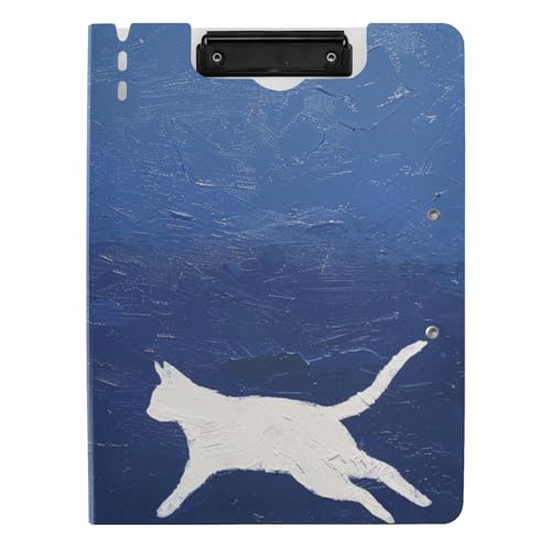Klemmbrett mit Mappe, weiße Katzen, A4, Klemmbrett, Padfolio, doppelte Metallclips, Stifthalter, Still-Clipboard mit Abdeckung Klemmbrett mit Mappe, weiße Katzen, A4, Klemmbrett, Padfolio, doppelte Metallclips, Stifthalter, Still-Clipboard mit Abdeckung von siphylline