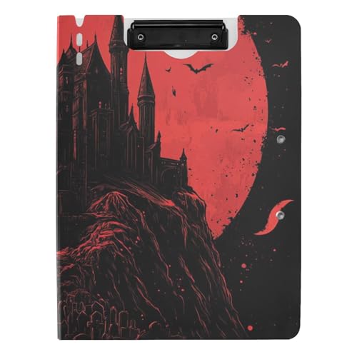 Klemmbrett mit Ordner Gothic Vampir Schloss A4 Klemmbrett Folio Doppelclips Stifthalter Schule Klemmbrett mit Abdeckung von siphylline