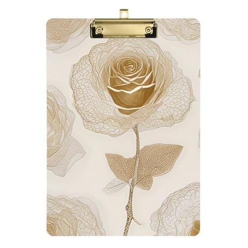 Klemmbrett mit romantischen goldenen Rosen, transparent, für Trainer, medizinisches Klassenzimmer, Größe 22,9 x 30,5 cm von siphylline