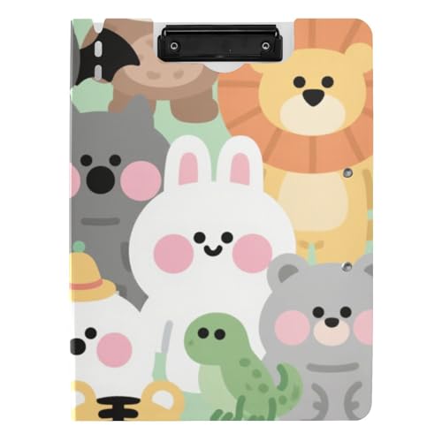 Klemmbrettmappe Cartoon niedliche Tiere A4 Klemmbrett Binder horizontal und vertikal Doppelclips Still-Clipboard mit Abdeckung von siphylline