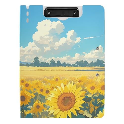 Klemmbrettmappe Sonnenblumen Sommerhimmel A4 Klemmbrett Binderfolio Horizontal und Vertikal Doppelclips Schule Klemmbrett mit Hardcover von siphylline