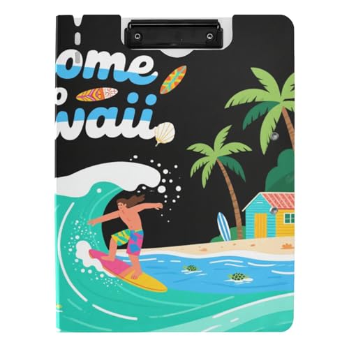 Klemmbrettmappe mit Aufbewahrung, Welcome to Hawaii Sea, A4, Klemmbrett, Padfolio, horizontale und vertikale Doppelclips, Büro-Klemmbrett mit Abdeckung von siphylline