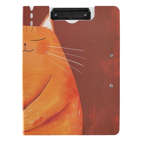 Klemmbrettmappe mit Aufbewahrung, mollige große orangefarbene Katze, A4-Klemmbrett mit Ordner, horizontale und vertikale Doppelklammern, Büro-Klemmbrett mit Abdeckung von siphylline