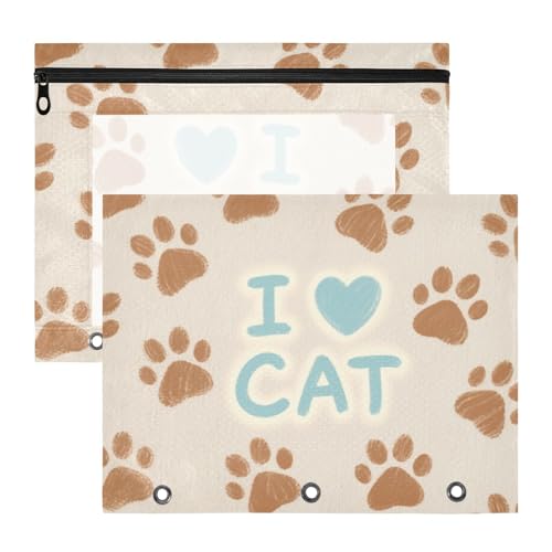 Kosmetiktasche Mehrzweck-Taschenordner für A4-Papierbriefe, 2 Stück, Schüler, Schulbedarf, I Love Cats Paw Kosmetiktasche Mehrzweck-Taschenordner für A4-Papierbriefe, 2 Stück, Schüler, Schulbedarf, I Love Cats Paw von siphylline
