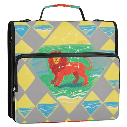 Leo Crayon Zeichenstil Grün Gelb 3 Ringe 3,8 cm Organizer Ordner mit Schultergurt Multi-Taschen Schulbedarf Organizer für Schule und Büro Leo Crayon Zeichenstil Grün Gelb 3 Ringe 3,8 cm Organizer Ordner mit Schultergurt Multi-Taschen Schulbedarf Organizer für Schule und Büro von siphylline