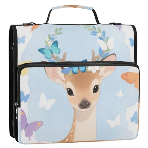 Little Deer 3 Ringe 3,8 cm Reißverschluss-Bindertasche mit Schultergurt, leicht zu transportieren, Dokumentenmappe, Organizer für Mittelschule von siphylline