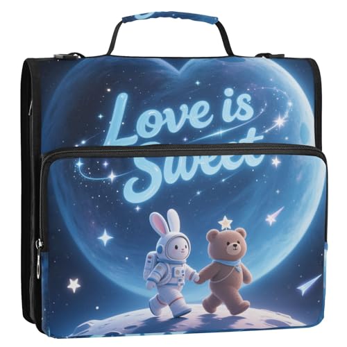 Love is Sweet Animal Bunny Bear blau 3 Ringe Schule Reißverschluss Ordner mit Gurt inklusive Reißverschlusstasche Dokumententasche für Mittelschüler Love is Sweet Animal Bunny Bear blau 3 Ringe Schule Reißverschluss Ordner mit Gurt inklusive Reißverschlusstasche Dokumententasche für Mittelschüler von siphylline