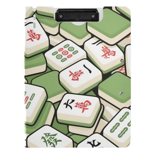 Mahjong Faltbares Klemmbrett, chinesisches Grün, A4, Doppelklammern, Stifthalter, Schulklemmbrett mit Abdeckung von siphylline