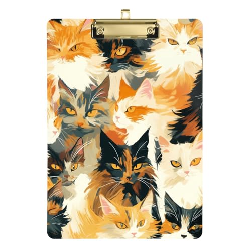 Maine Cats Famliy Klemmbrett, wasserdicht, für Hausaufgaben, pädiatrisch, Größe 22,9 x 30,5 cm, Gelb / Schwarz von siphylline