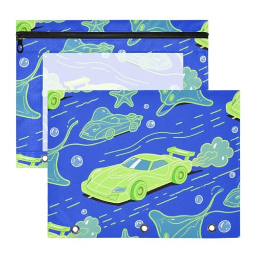 Mehrzweck-Kosmetiktasche, 3 Löcher, Tasche für 3 Ringe, 2 Stück, Lehrer, Klassenzimmer, Zubehör, Ozean, Tier, Seestern, Auto, Chartreuse, Blau Mehrzweck-Kosmetiktasche, 3 Löcher, Tasche für 3 Ringe, 2 Stück, Lehrer, Klassenzimmer, Zubehör, Ozean, Tier, Seestern, Auto, Chartreuse, Blau von siphylline