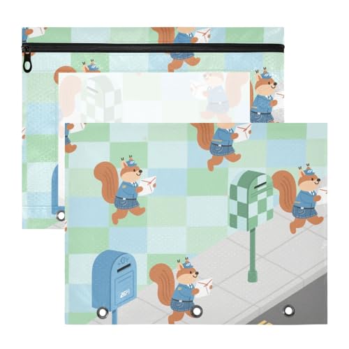 Mehrzweck-Kunststoff-Aktenordner für 3-Ringe, 2 Stück, Studenten, Klasse, Cartoon-Briefträger, Eichhörnchen Mehrzweck-Kunststoff-Aktenordner für 3-Ringe, 2 Stück, Studenten, Klasse, Cartoon-Briefträger, Eichhörnchen von siphylline