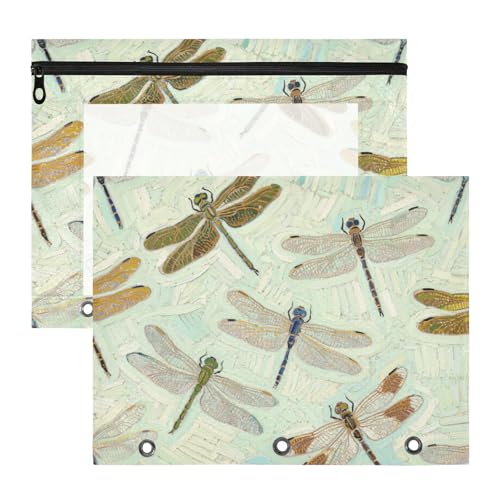 Mehrzweck-Taschen-Ordner für A4-Papier, Briefe, 2 Stück, Lehrer, Schulanfang, Kunst, Ölgemälde, grüne Libelle Mehrzweck-Taschen-Ordner für A4-Papier, Briefe, 2 Stück, Lehrer, Schulanfang, Kunst, Ölgemälde, grüne Libelle von siphylline