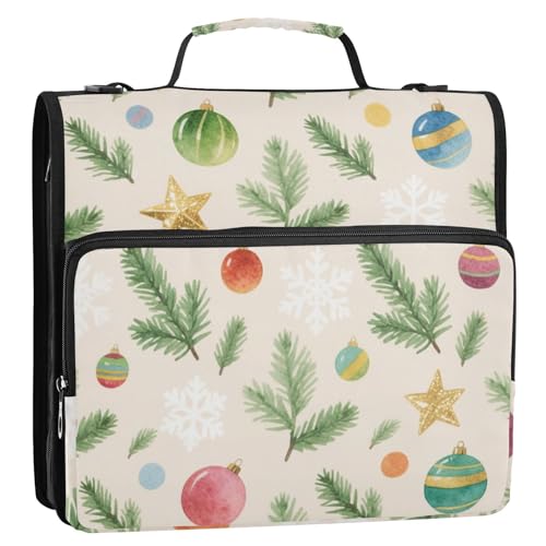 Merry Christmas Ringbuch mit 3 Ringen, mit Reißverschluss, leicht zu transportieren, tragbares Portfolio für die Schule von siphylline