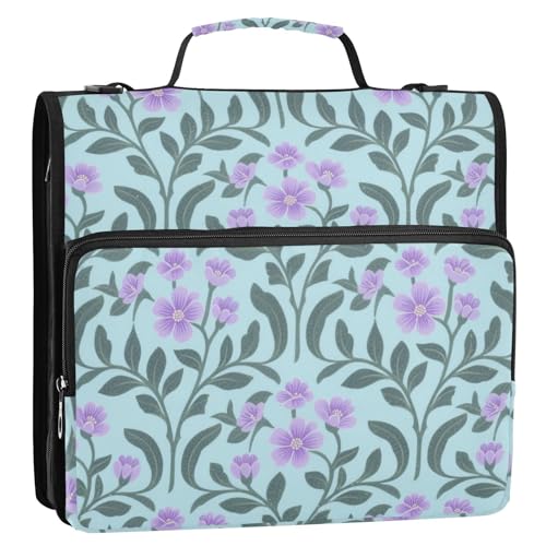 Merry Christmas rot und blau kariertes Muster, 3,8 cm, 3 Ringe, Ordner mit Reißverschluss und Riemen, mehrere Taschen, Dokumenten-Organizer, Tasche für Schule/Büro von siphylline