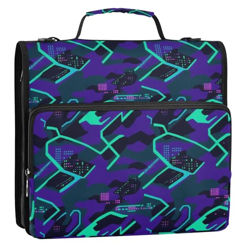 Moderner Organizer mit 3 Ringen, mit Schultergurt und Griff, mehrere Taschen, Dokumenten-Organizer, Tasche, geeignet für Mittelschule von siphylline