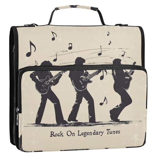Musiktöne Gitarre 3 Ringe Ordner Organizer mit Schultergurt, mehrere Taschen, Dokumentenordner, Organizer, geeignet für Mittelschule Musiktöne Gitarre 3 Ringe Ordner Organizer mit Schultergurt, mehrere Taschen, Dokumentenordner, Organizer, geeignet für Mittelschule von siphylline