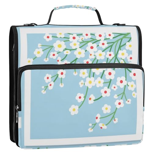 Niedliche Blumen, hellblau, 3,8 cm, 3-Ring-Organizer, Ordner mit Griff, wasserdicht, Schulbedarf, Organizer für Mittelschüler von siphylline