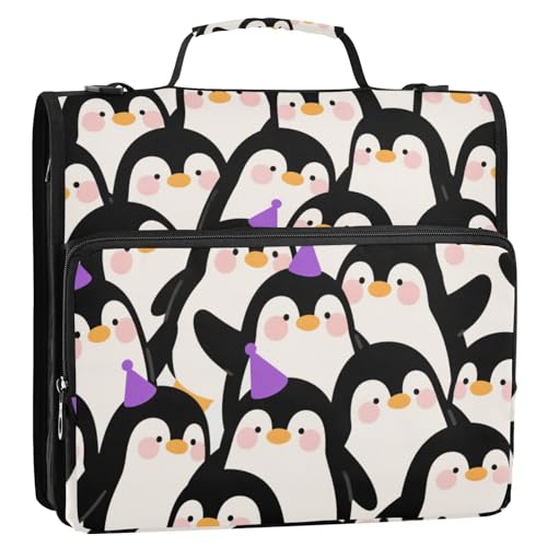 Niedlicher Cartoon-Pinguin-Organizer mit 3 Ringen und Griff, Dokumenten-Organizer für die Mittelschule Niedlicher Cartoon-Pinguin-Organizer mit 3 Ringen und Griff, Dokumenten-Organizer für die Mittelschule von siphylline