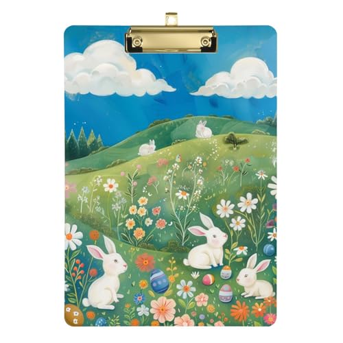 Niedliches Oster-Hasen-Klemmbrett für Kinder, Reise-Klemmbrett, Standard-Loch, für Lehrer, Größe 22,9 x 30,5 cm von siphylline