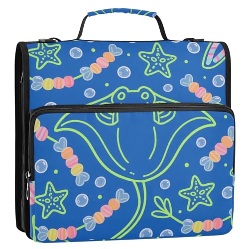 Ocean Animal Seestern Grau 3,8 cm 3-Ringe Büroordner Organizer mit Schultergurt und Griff, Laege Kapazität, Dokumenten-Organizer für Schule und Büro von siphylline
