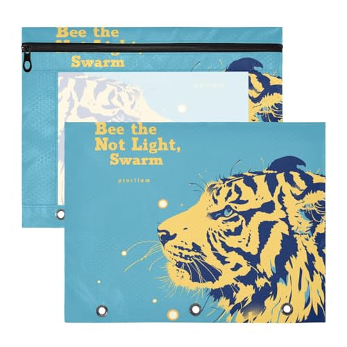 Ordner, stabile Tasche mit 3 Ringen, für 3 Ringe, 2 Stück, für Studenten, Lehrerbedarf, blaue Tiger, Be The Light Ordner, stabile Tasche mit 3 Ringen, für 3 Ringe, 2 Stück, für Studenten, Lehrerbedarf, blaue Tiger, Be The Light von siphylline
