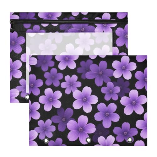 Ordner mit 3 Löchern, Kunststoff, für A4-Papier, Briefe, 2 Stück, Lehrerklasse, klein, violett, Blumen, schwarz, minimalistischer Stil Ordner mit 3 Löchern, Kunststoff, für A4-Papier, Briefe, 2 Stück, Lehrerklasse, klein, violett, Blumen, schwarz, minimalistischer Stil von siphylline