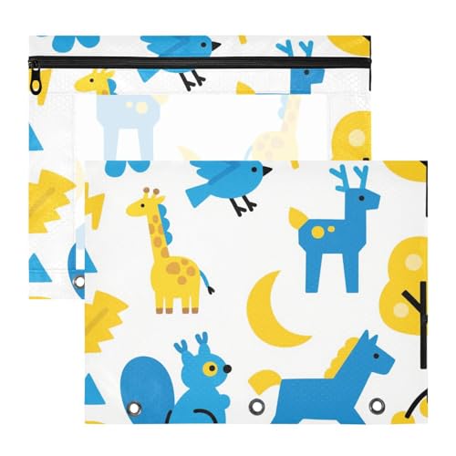 Ordner mit Reißverschluss, 3-fach Locher, für A4-Papier, Briefe, 2 Stück, Studenten, Collegebedarf, Vektor, Tier, Giraffe, Pferd, Blau, Gelb Ordner mit Reißverschluss, 3-fach Locher, für A4-Papier, Briefe, 2 Stück, Studenten, Collegebedarf, Vektor, Tier, Giraffe, Pferd, Blau, Gelb von siphylline