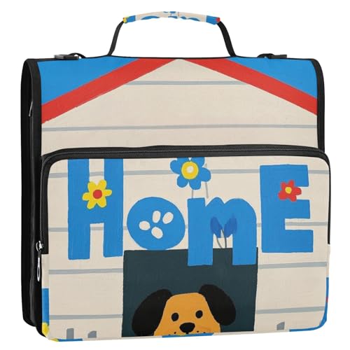 Ordner mit Reißverschluss, Cartoon-Hund, bunt, 3 Ringe, mit Riemen, inklusive Reißverschlusstasche, Dokumenten-Organizer-Tasche für Mittelschüler Ordner mit Reißverschluss, Cartoon-Hund, bunt, 3 Ringe, mit Riemen, inklusive Reißverschlusstasche, Dokumenten-Organizer-Tasche für Mittelschüler von siphylline