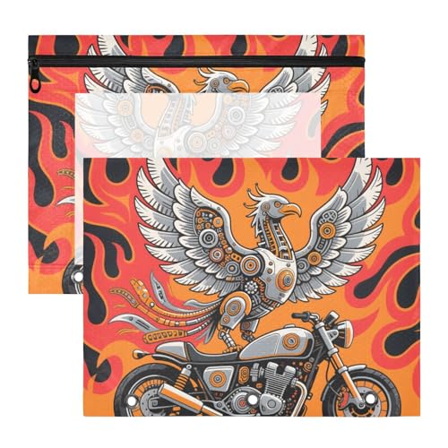 Ordner mit Reißverschluss, Kunststoff, für A4-Papier, Briefe, 2 Stück, Lehrerklasse, mechanisch, Vogel, Motorrad, Feuerrot Ordner mit Reißverschluss, Kunststoff, für A4-Papier, Briefe, 2 Stück, Lehrerklasse, mechanisch, Vogel, Motorrad, Feuerrot von siphylline