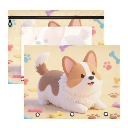 Ordnertaschen, stabile Aufbewahrungstasche für A4-Papier, Briefe, 2 Stück, Lehrer, Büro, Chibi, Tier, Hund Ordnertaschen, stabile Aufbewahrungstasche für A4-Papier, Briefe, 2 Stück, Lehrer, Büro, Chibi, Tier, Hund von siphylline