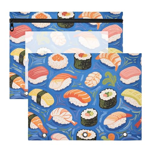 Ordnertaschen, transparent, 3 Löcher, Tasche für 3 Ringe, 2 Stück, Studenten, Büro, Lebensmittel, Sushi, Blau, Kunstmalerei Ordnertaschen, transparent, 3 Löcher, Tasche für 3 Ringe, 2 Stück, Studenten, Büro, Lebensmittel, Sushi, Blau, Kunstmalerei von siphylline