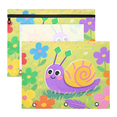 Ordnertaschen, transparent, für A4-Papier, Briefe, 2 Stück, Lehrer, Schulbedarf, Cartoon, niedliche Schnecke und Blumen, bunt Ordnertaschen, transparent, für A4-Papier, Briefe, 2 Stück, Lehrer, Schulbedarf, Cartoon, niedliche Schnecke und Blumen, bunt von siphylline