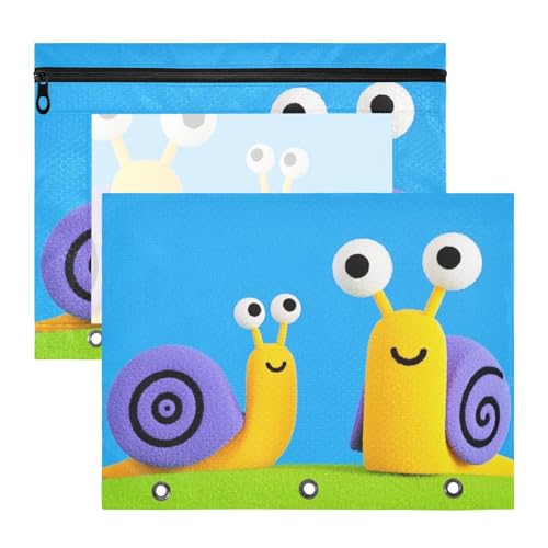 Ordnertaschen mit 3 verstärkten Ösen, Kunststoff-Aktenordner für 3 Ringe, 2 Stück, Studenten, Büro, niedliche Cartoon-Schnecke, bunt Ordnertaschen mit 3 verstärkten Ösen, Kunststoff-Aktenordner für 3 Ringe, 2 Stück, Studenten, Büro, niedliche Cartoon-Schnecke, bunt von siphylline