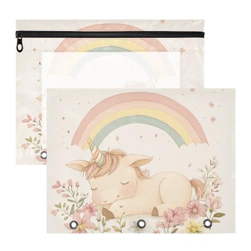 Ordnertaschen mit glatten Reißverschlüssen, Kunststoff-Aktenordner für 3 Ringe, 2 Stück, Studenten, Kunstbedarf, Aufbewahrung, Pastellfarben, Regenbogenfarben, verträumte Einhörner Ordnertaschen mit glatten Reißverschlüssen, Kunststoff-Aktenordner für 3 Ringe, 2 Stück, Studenten, Kunstbedarf, Aufbewahrung, Pastellfarben, Regenbogenfarben, verträumte Einhörner von siphylline