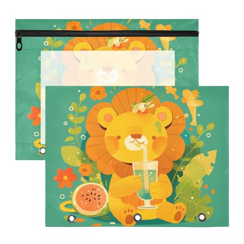 Ordnertaschen mit transparentem Fenster, 3 Ringe, Tasche für A4-Papier, Briefe, 2 Stück, Lehrer, Kunstbedarf, Aufbewahrung, Sommerlöwe, niedlich, grün Ordnertaschen mit transparentem Fenster, 3 Ringe, Tasche für A4-Papier, Briefe, 2 Stück, Lehrer, Kunstbedarf, Aufbewahrung, Sommerlöwe, niedlich, grün von siphylline
