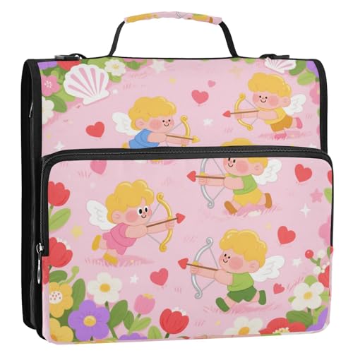 Organizer mit 3 Ringen, Cartoon- und niedlicher rosa Amor, mit Griff und abnehmbarem Schultergurt, Schulbedarf, Organizer für die Schule Organizer mit 3 Ringen, Cartoon- und niedlicher rosa Amor, mit Griff und abnehmbarem Schultergurt, Schulbedarf, Organizer für die Schule von siphylline