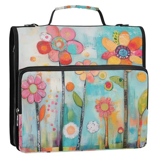 Organizer mit 3 Ringen und Schulterriemen, lebendige Farben, 3,8 cm, für Büro, Schule von siphylline