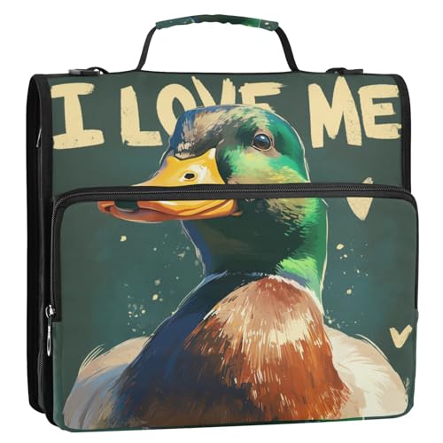 Organizer mit niedlichem grünem Vogel und 3 Ringen, 3,8 cm, mit Griff, Dokumenten-Organizer für die Schule von siphylline